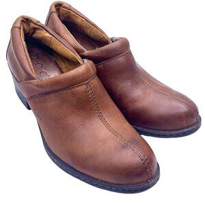 BOC Born Concept Katy Clogs 6.5 37 Ankle Brown Leather Block Heel Chunky Bootie